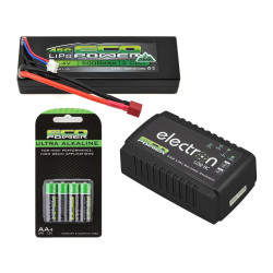 EcoPower 2S Kyosho Fazer MK2 Completer Pack w/LiPo Battery, Charger, & AA's