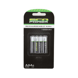 EcoPower High Power Rechargeable AAA NiMH Batteries (4) (1.2V/1000mAh) (Mini-Z)