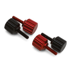 UpGrade RC 7075 Aluminum 1.4mm Thumbscrews for Losi Micro-B & Micro-T (Black/Red) (4)