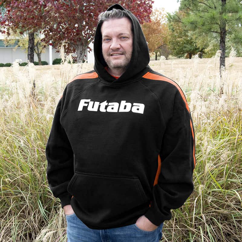 Futaba Pullover Hoodie (Black with Orange and White) | מרצ'נדייז Futaba Pullover Hoodie (Black with Orange and White) | מרצ'נדייז