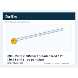 693 - 2mm x 305mm Threaded Rod 12