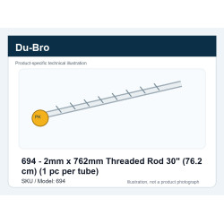694 - 2mm x 762mm Threaded Rod 30