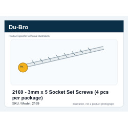 2169 - 3mm x 5 Socket Set Screws (4 pcs per package) | ברגים, אומים ודסקיות