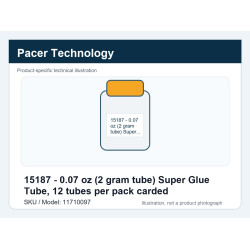 15187 - 0.07 oz (2 gram tube) Super Glue Tube, 12 tubes per pack carded