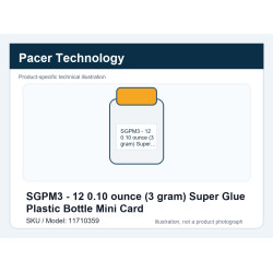 SGPM3 - 12 0.10 ounce (3 gram) Super Glue Plastic Bottle Mini Card