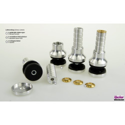 Damped brackets with spacer bolts for electric drives and combustion engines