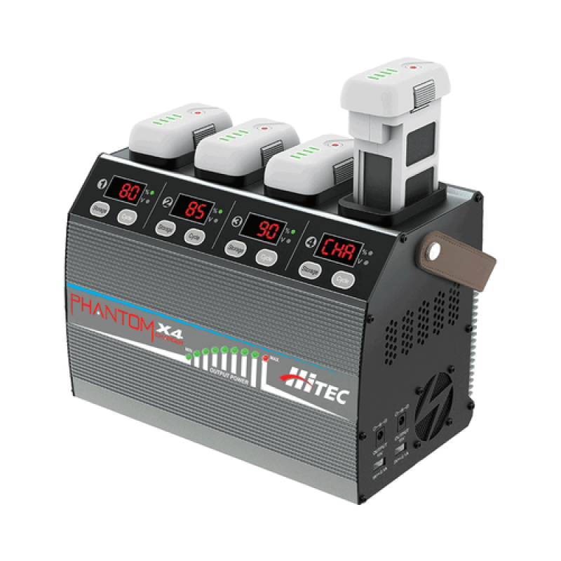 Phantom X4 - Four Port 400W Battery Charger for DJI Phantom 3/4 | Hitec Radio Control | משדרים Phantom X4 - Four Port 400W Battery Charger for DJI Phantom 3/4 | Hitec Radio Control | משדרים