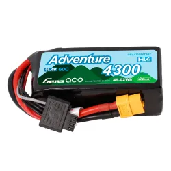 Gens ace 4300mAh 3S 60C 11.4V(HV) Lipo Battery | XT60 / 1To3 Plug | Adventure