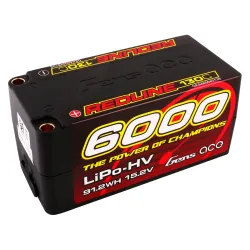 Gens ace 6000mAh 4S 130C 15.2V(HV) Shorty Lipo Battery | 5.0mm bullet | Redline