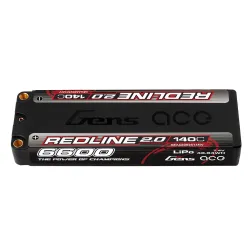 Gens ace 6600mAh 2S 140C 7.4V Lipo Battery | 5.0mm bullet | Redline