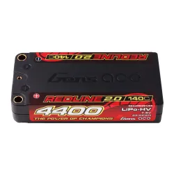 Gens ace 4400mAh 2S 140C 7.6V(HV) Shorty Lipo Battery | 5.0mm bullet | Redline