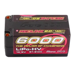 Gens ace 6000mAh 4S 140C 15.2V(HV) Shorty Lipo Battery | 5.0mm bullet | Redline