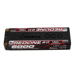Gens ace 6000mAh 2S 140C 7.4V Lipo Battery | 5.0mm bullet | Redline