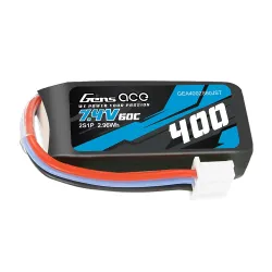 Gens ace 400mAh 2S 60C 7.4V Lipo Battery | JST Plug | Heli