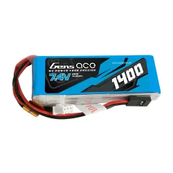 Gens ace 1400mAh 2S 7.4V Lipo Battery | JR Plug | TX&RX