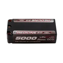 Gens ace 5000mAh 2S 140C 7.4V Shorty Lipo Battery | 5.0mm bullet | Redline